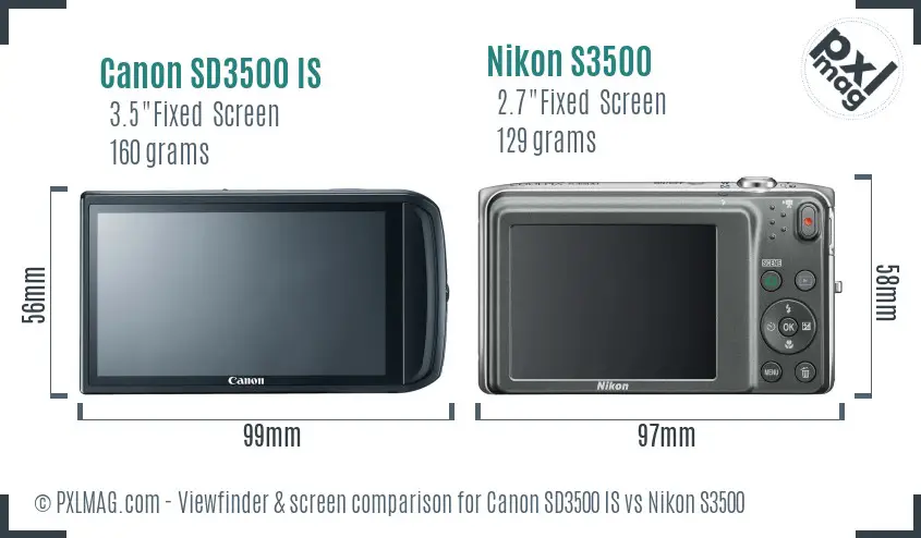 Canon SD3500 IS vs Nikon S3500 Screen and Viewfinder comparison