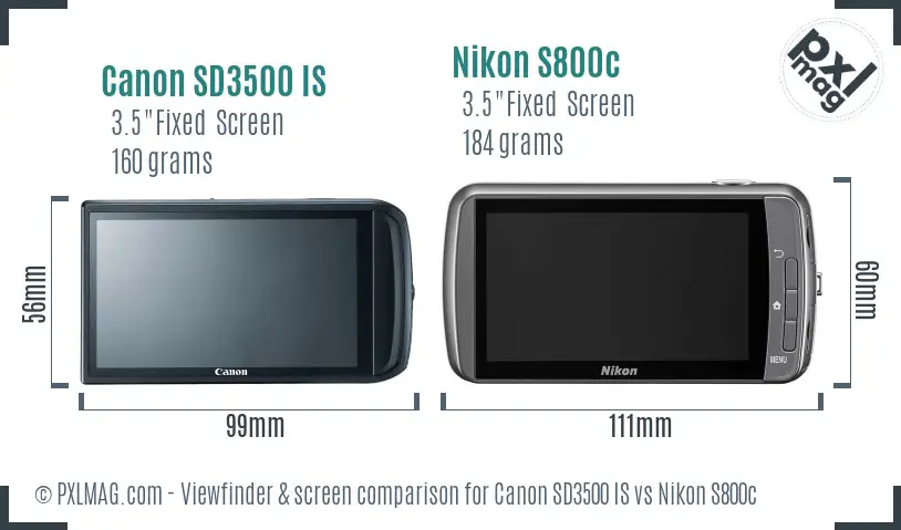 Canon SD3500 IS vs Nikon S800c Screen and Viewfinder comparison Canon SD3500 IS vs Nikon S800c Screen and Viewfinder comparison
