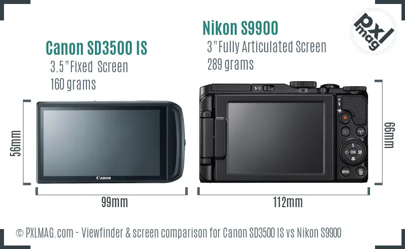 Canon SD3500 IS vs Nikon S9900 Screen and Viewfinder comparison Canon SD3500 IS vs Nikon S9900 Screen and Viewfinder comparison