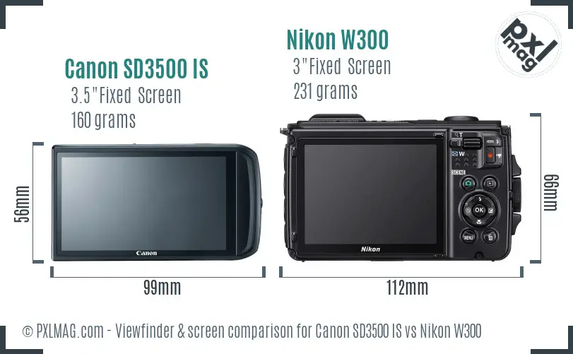 Canon SD3500 IS vs Nikon W300 Screen and Viewfinder comparison
