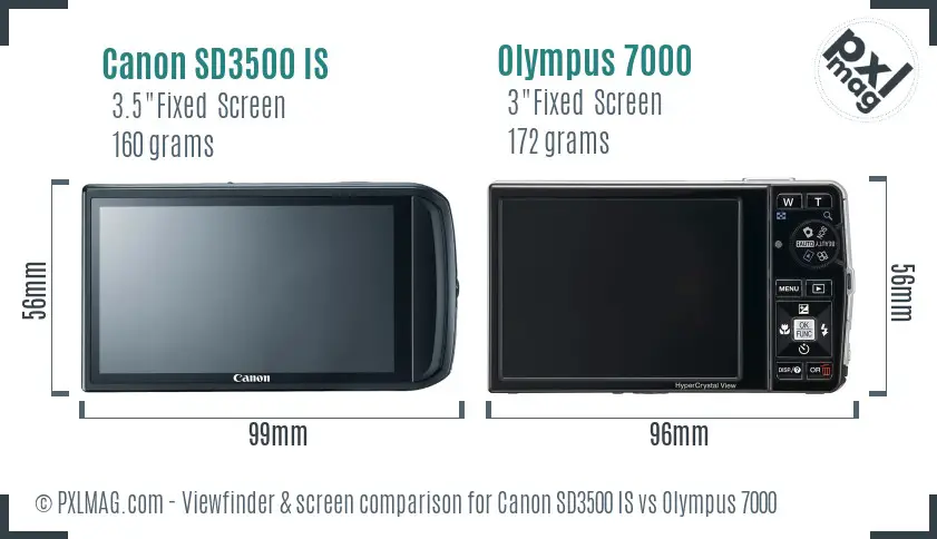 Canon SD3500 IS vs Olympus 7000 Screen and Viewfinder comparison