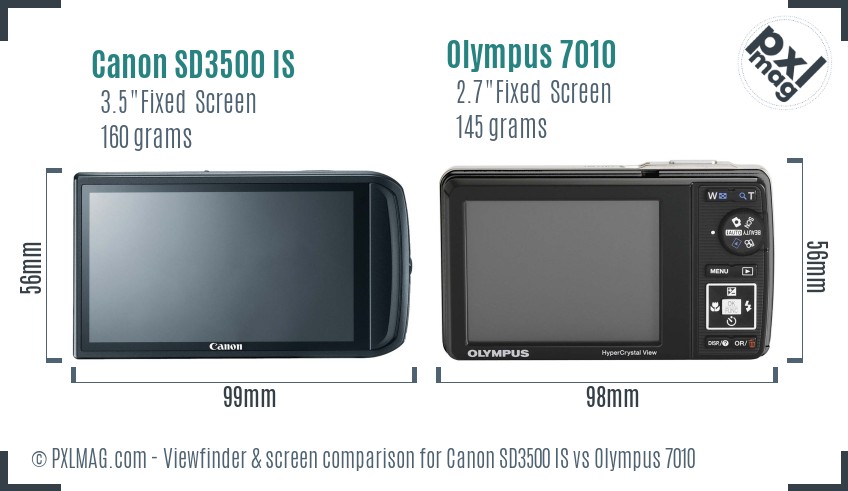 Canon SD3500 IS vs Olympus 7010 Screen and Viewfinder comparison