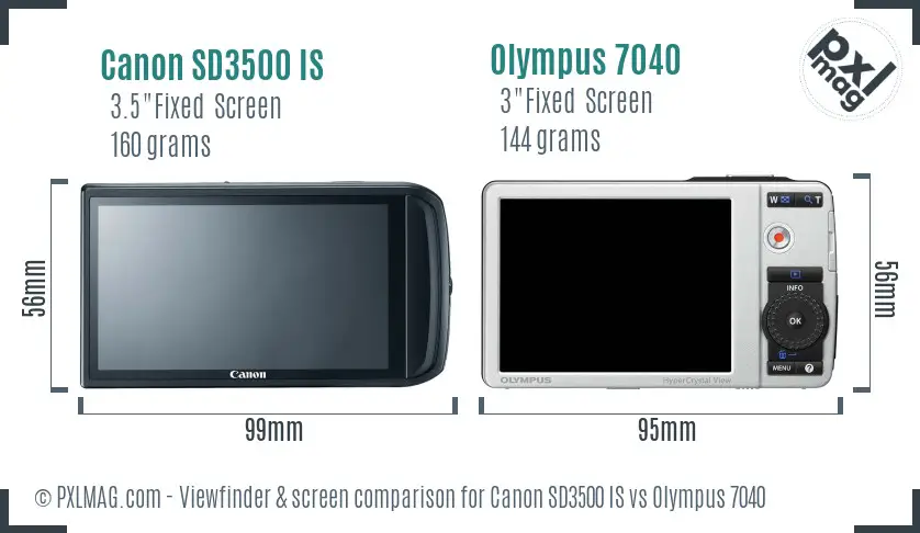 Canon SD3500 IS vs Olympus 7040 Screen and Viewfinder comparison