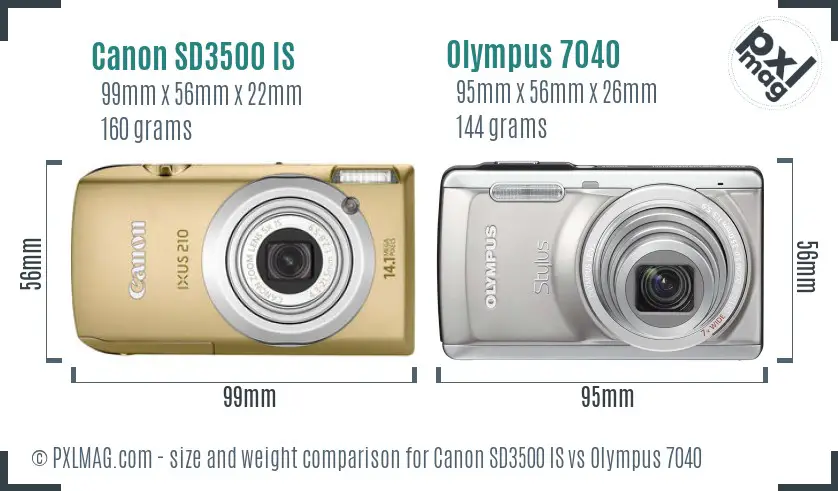 Canon SD3500 IS vs Olympus 7040 size comparison