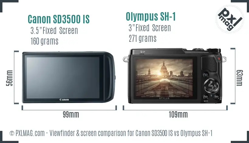 Canon SD3500 IS vs Olympus SH-1 Screen and Viewfinder comparison Canon SD3500 IS vs Olympus SH-1 Screen and Viewfinder comparison