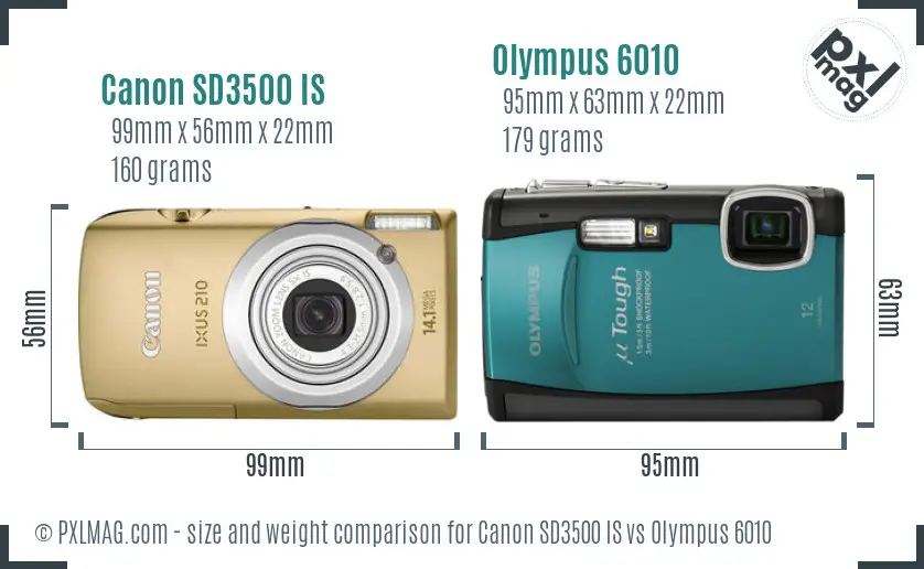 Canon SD3500 IS vs Olympus 6010 size comparison