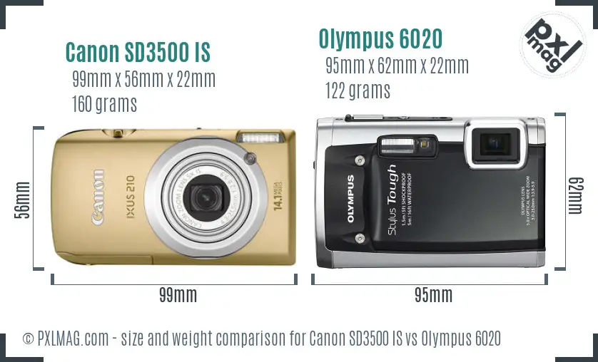 Canon SD3500 IS vs Olympus 6020 size comparison