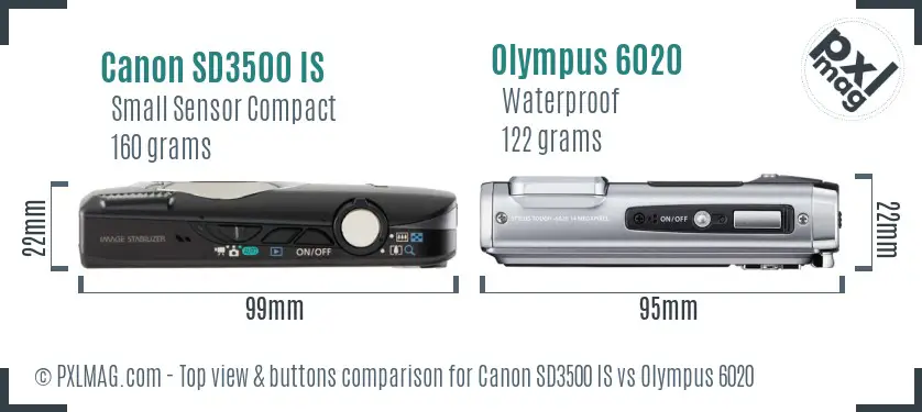 Canon SD3500 IS vs Olympus 6020 top view buttons comparison