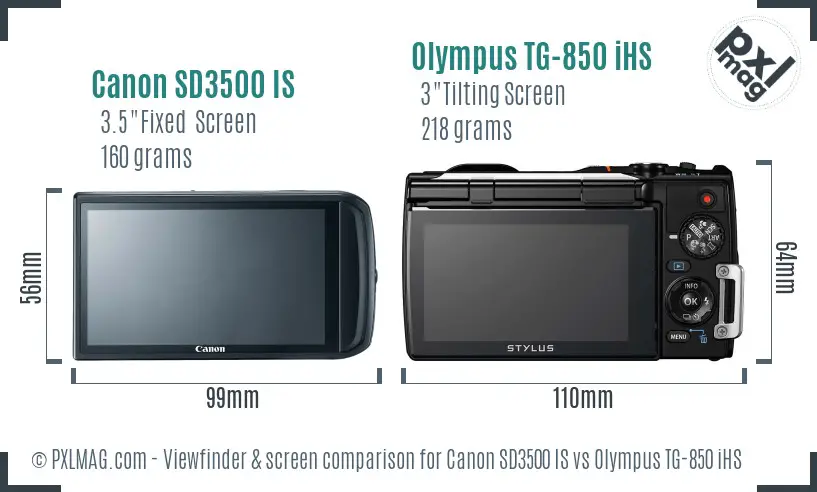 Canon SD3500 IS vs Olympus TG-850 iHS Screen and Viewfinder comparison Canon SD3500 IS vs Olympus TG-850 iHS Screen and Viewfinder comparison
