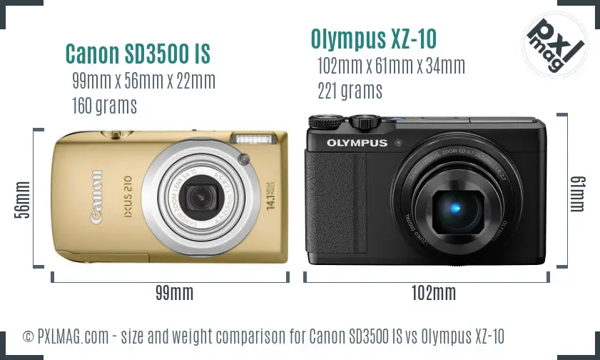 Canon SD3500 IS vs Olympus XZ-10 size comparison