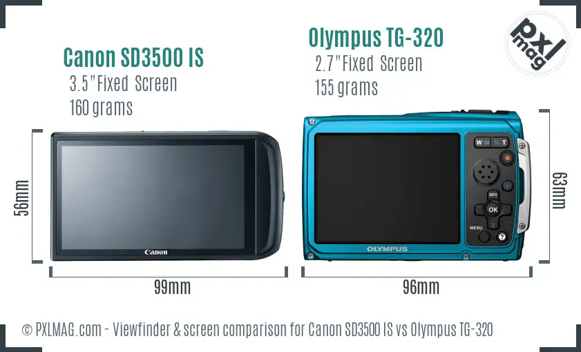 Canon SD3500 IS vs Olympus TG-320 Screen and Viewfinder comparison