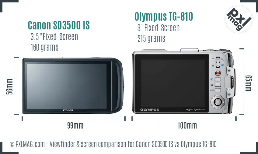 Canon SD3500 IS vs Olympus TG-810 Screen and Viewfinder comparison