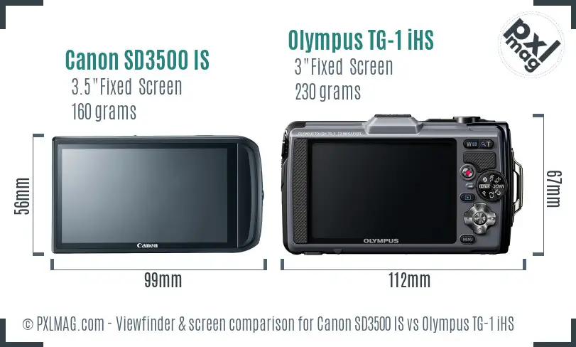 Canon SD3500 IS vs Olympus TG-1 iHS Screen and Viewfinder comparison Canon SD3500 IS vs Olympus TG-1 iHS Screen and Viewfinder comparison