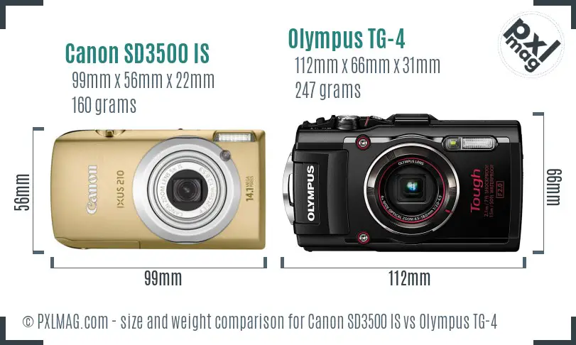 Canon SD3500 IS vs Olympus TG-4 size comparison Canon SD3500 IS vs Olympus TG-4 size comparison