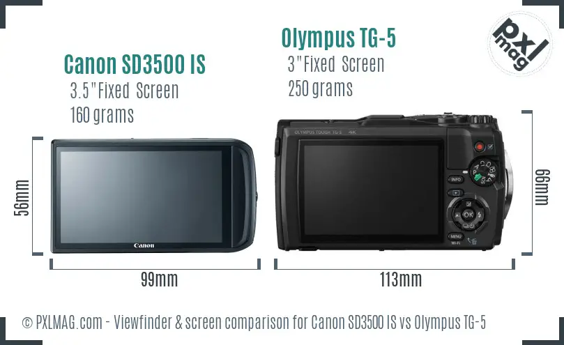Canon SD3500 IS vs Olympus TG-5 Screen and Viewfinder comparison