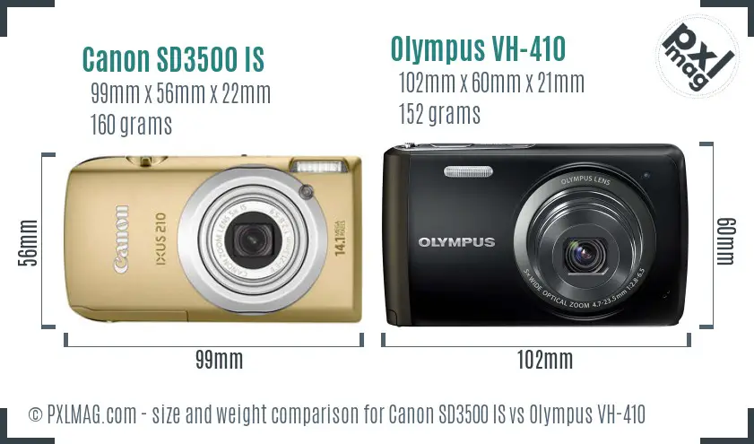 Canon SD3500 IS vs Olympus VH-410 size comparison
