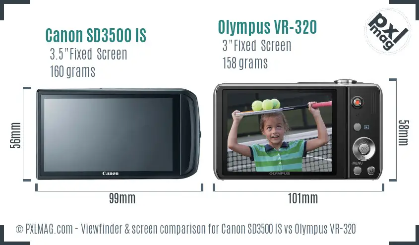 Canon SD3500 IS vs Olympus VR-320 Screen and Viewfinder comparison