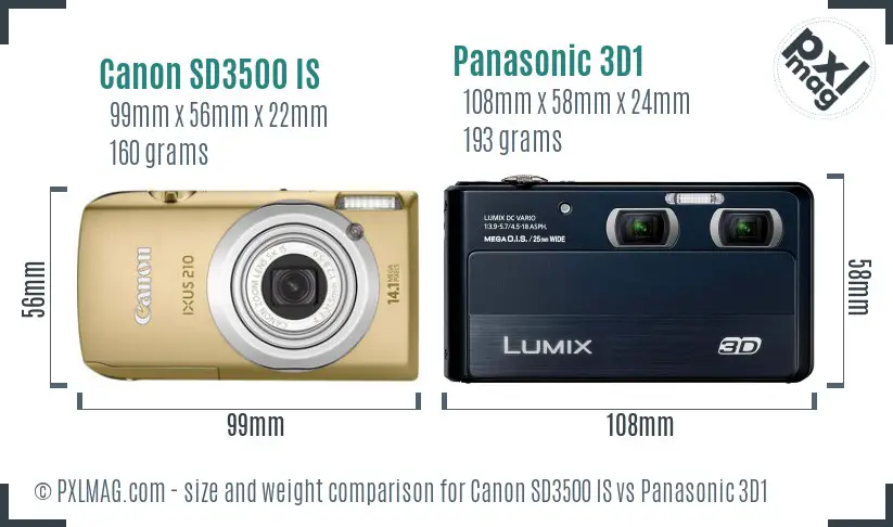 Canon SD3500 IS vs Panasonic 3D1 size comparison