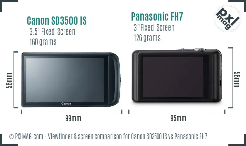 Canon SD3500 IS vs Panasonic FH7 Screen and Viewfinder comparison