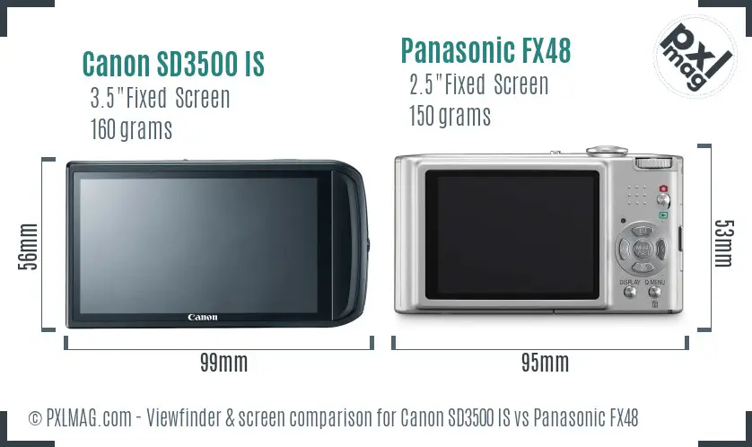 Canon SD3500 IS vs Panasonic FX48 Screen and Viewfinder comparison Canon SD3500 IS vs Panasonic FX48 Screen and Viewfinder comparison