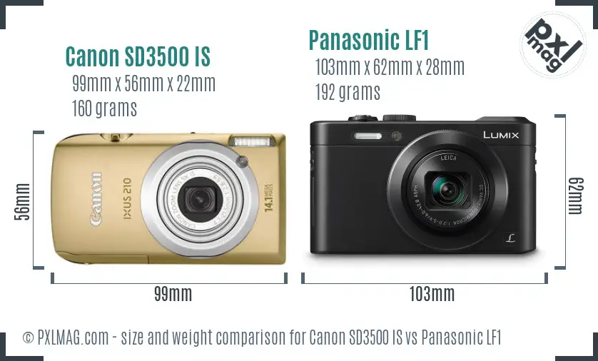 Canon SD3500 IS vs Panasonic LF1 size comparison