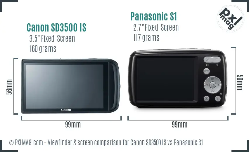 Canon SD3500 IS vs Panasonic S1 Screen and Viewfinder comparison Canon SD3500 IS vs Panasonic S1 Screen and Viewfinder comparison