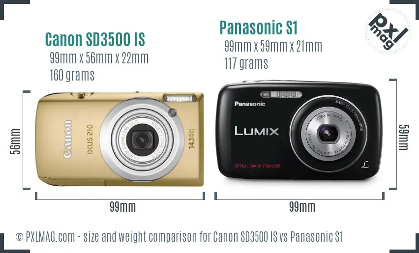 Canon SD3500 IS vs Panasonic S1 size comparison Canon SD3500 IS vs Panasonic S1 size comparison