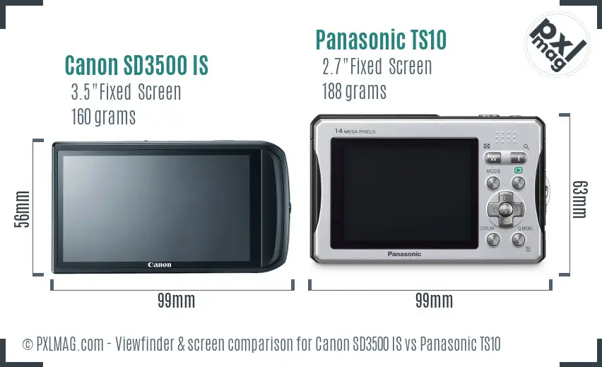 Canon SD3500 IS vs Panasonic TS10 Screen and Viewfinder comparison