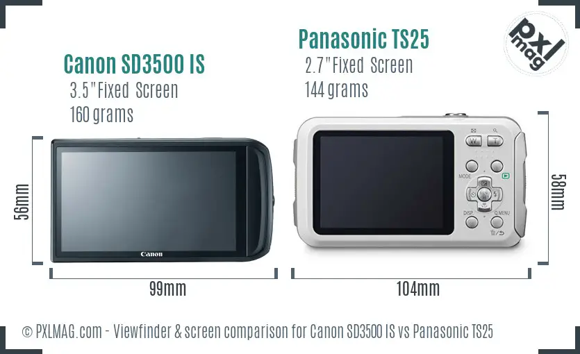 Canon SD3500 IS vs Panasonic TS25 Screen and Viewfinder comparison Canon SD3500 IS vs Panasonic TS25 Screen and Viewfinder comparison