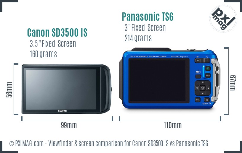 Canon SD3500 IS vs Panasonic TS6 Screen and Viewfinder comparison