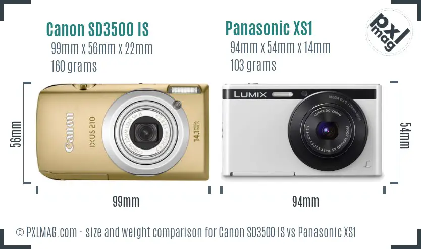 Canon SD3500 IS vs Panasonic XS1 size comparison