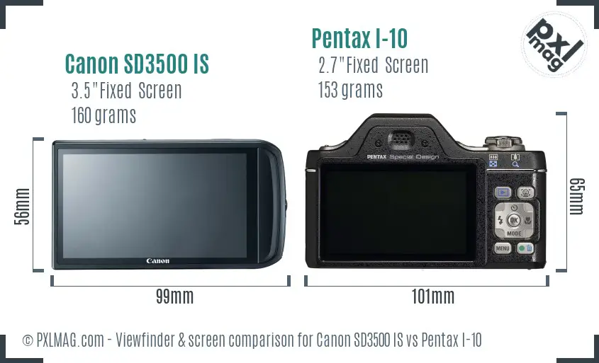 Canon SD3500 IS vs Pentax I-10 Screen and Viewfinder comparison Canon SD3500 IS vs Pentax I-10 Screen and Viewfinder comparison