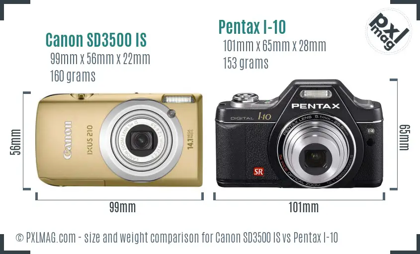 Canon SD3500 IS vs Pentax I-10 size comparison Canon SD3500 IS vs Pentax I-10 size comparison