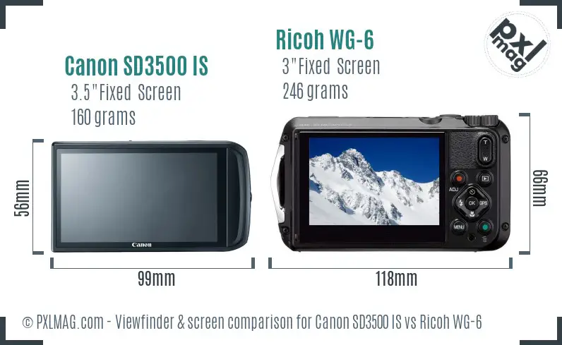 Canon SD3500 IS vs Ricoh WG-6 Screen and Viewfinder comparison
