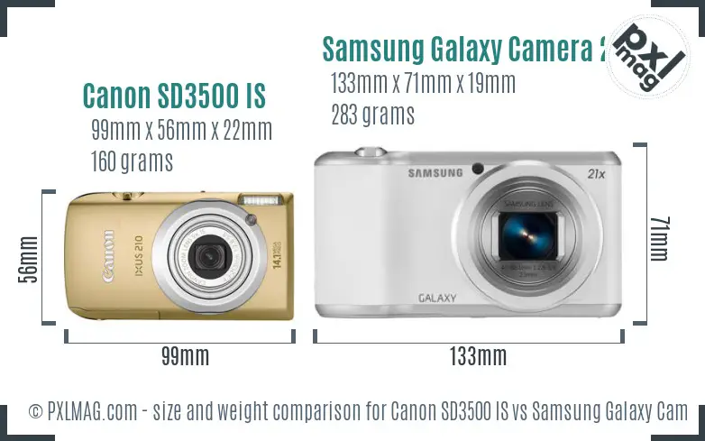 Canon SD3500 IS vs Samsung Galaxy Camera 2 size comparison