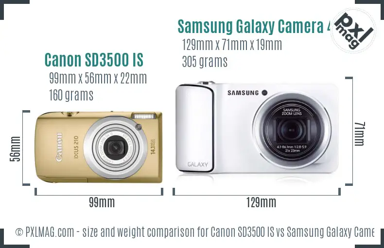 Canon SD3500 IS vs Samsung Galaxy Camera 4G size comparison