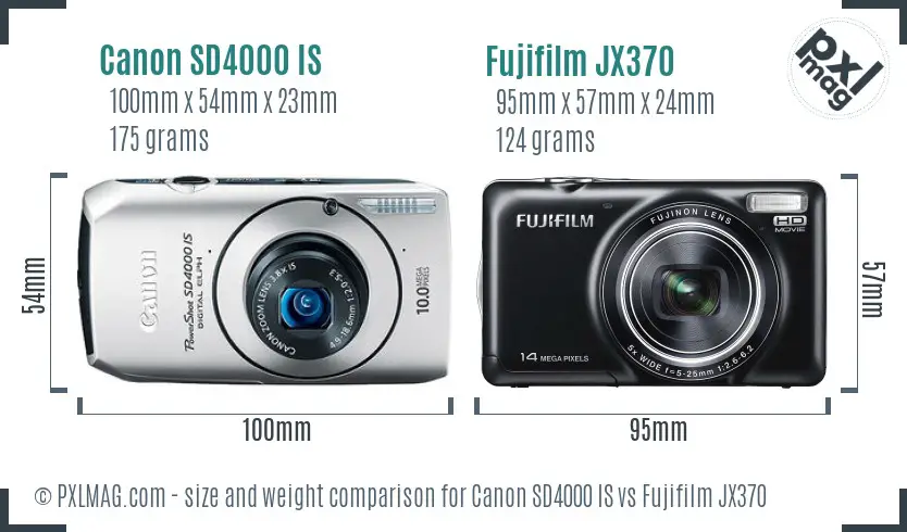 Canon SD4000 IS vs Fujifilm JX370 size comparison Canon SD4000 IS vs Fujifilm JX370 size comparison
