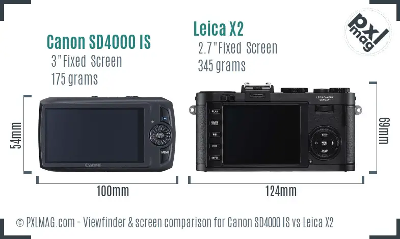 Canon SD4000 IS vs Leica X2 Screen and Viewfinder comparison