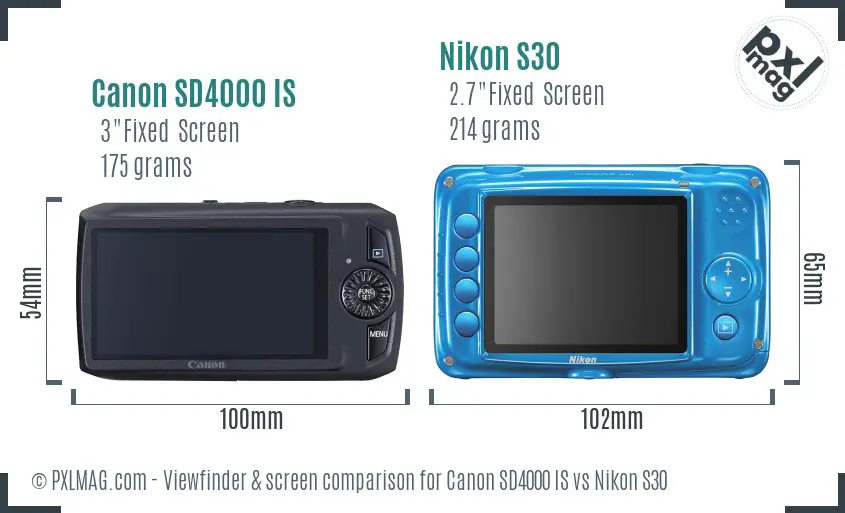 Canon SD4000 IS vs Nikon S30 Screen and Viewfinder comparison Canon SD4000 IS vs Nikon S30 Screen and Viewfinder comparison