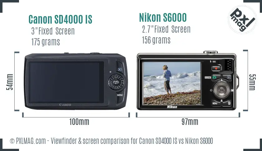 Canon SD4000 IS vs Nikon S6000 Screen and Viewfinder comparison