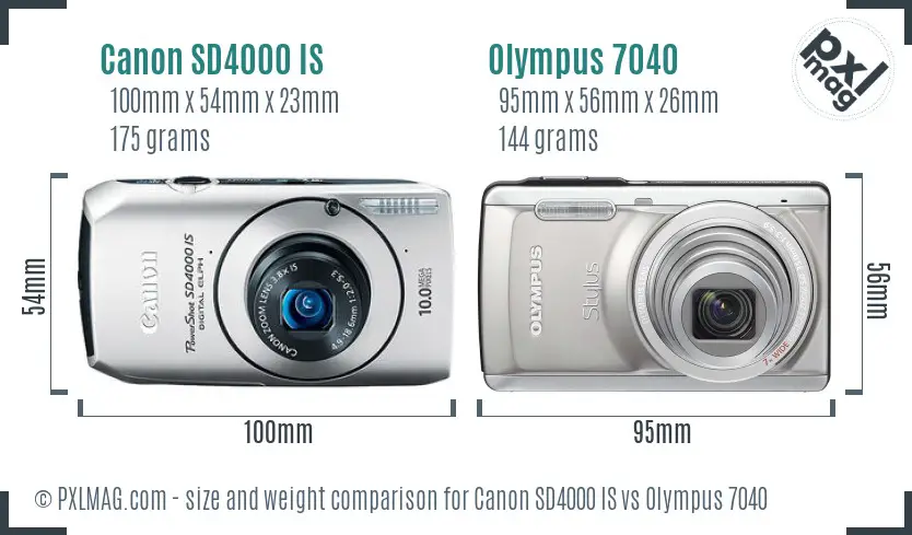 Canon SD4000 IS vs Olympus 7040 size comparison