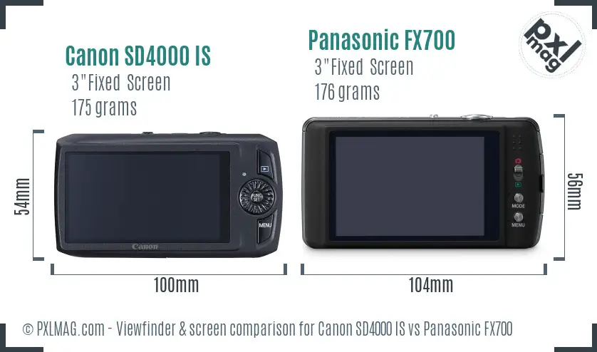 Canon SD4000 IS vs Panasonic FX700 Screen and Viewfinder comparison Canon SD4000 IS vs Panasonic FX700 Screen and Viewfinder comparison
