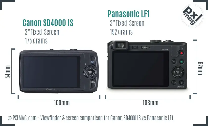 Canon SD4000 IS vs Panasonic LF1 Screen and Viewfinder comparison Canon SD4000 IS vs Panasonic LF1 Screen and Viewfinder comparison