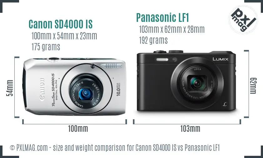 Canon SD4000 IS vs Panasonic LF1 size comparison Canon SD4000 IS vs Panasonic LF1 size comparison