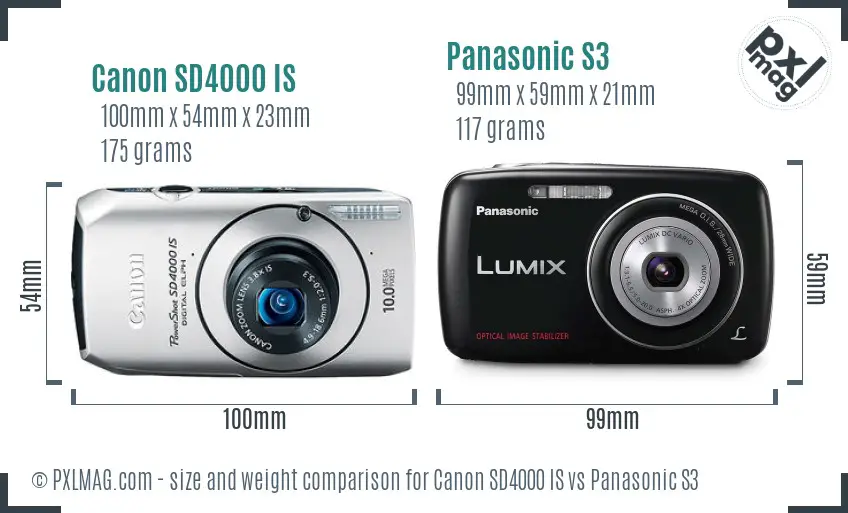 Canon SD4000 IS vs Panasonic S3 size comparison Canon SD4000 IS vs Panasonic S3 size comparison