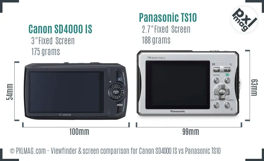 Canon SD4000 IS vs Panasonic TS10 Screen and Viewfinder comparison Canon SD4000 IS vs Panasonic TS10 Screen and Viewfinder comparison