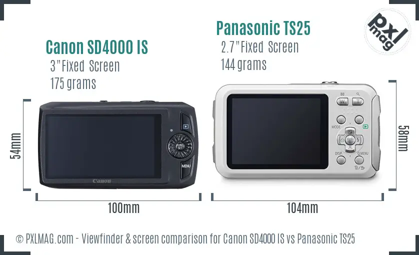 Canon SD4000 IS vs Panasonic TS25 Screen and Viewfinder comparison Canon SD4000 IS vs Panasonic TS25 Screen and Viewfinder comparison