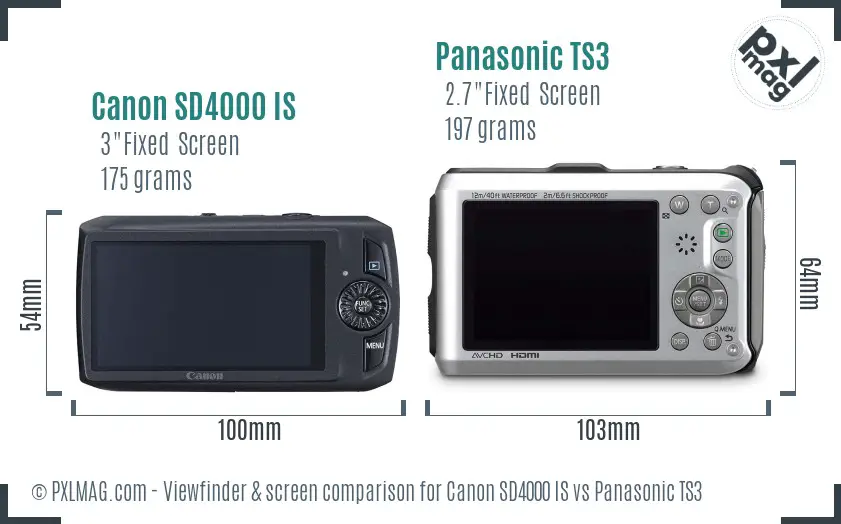 Canon SD4000 IS vs Panasonic TS3 Screen and Viewfinder comparison Canon SD4000 IS vs Panasonic TS3 Screen and Viewfinder comparison
