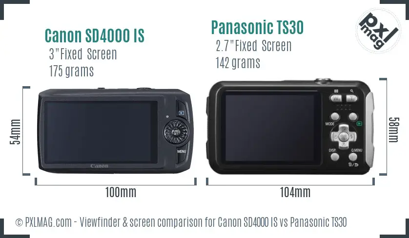Canon SD4000 IS vs Panasonic TS30 Screen and Viewfinder comparison Canon SD4000 IS vs Panasonic TS30 Screen and Viewfinder comparison