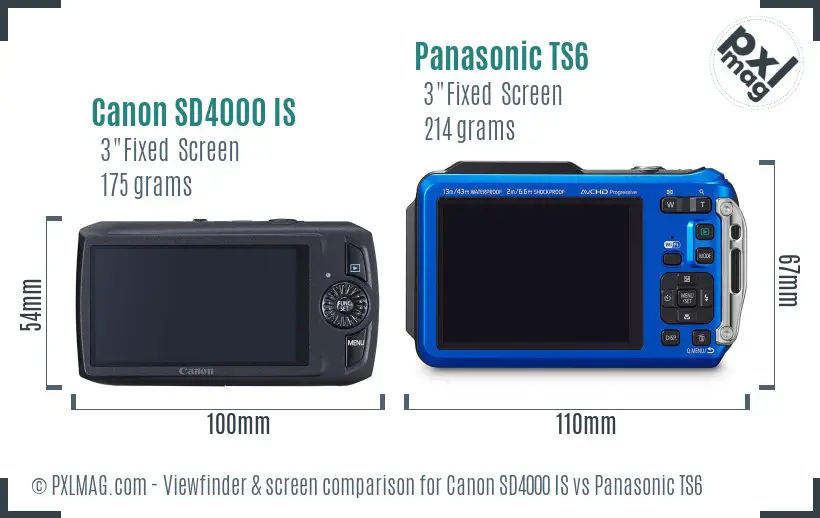 Canon SD4000 IS vs Panasonic TS6 Screen and Viewfinder comparison Canon SD4000 IS vs Panasonic TS6 Screen and Viewfinder comparison